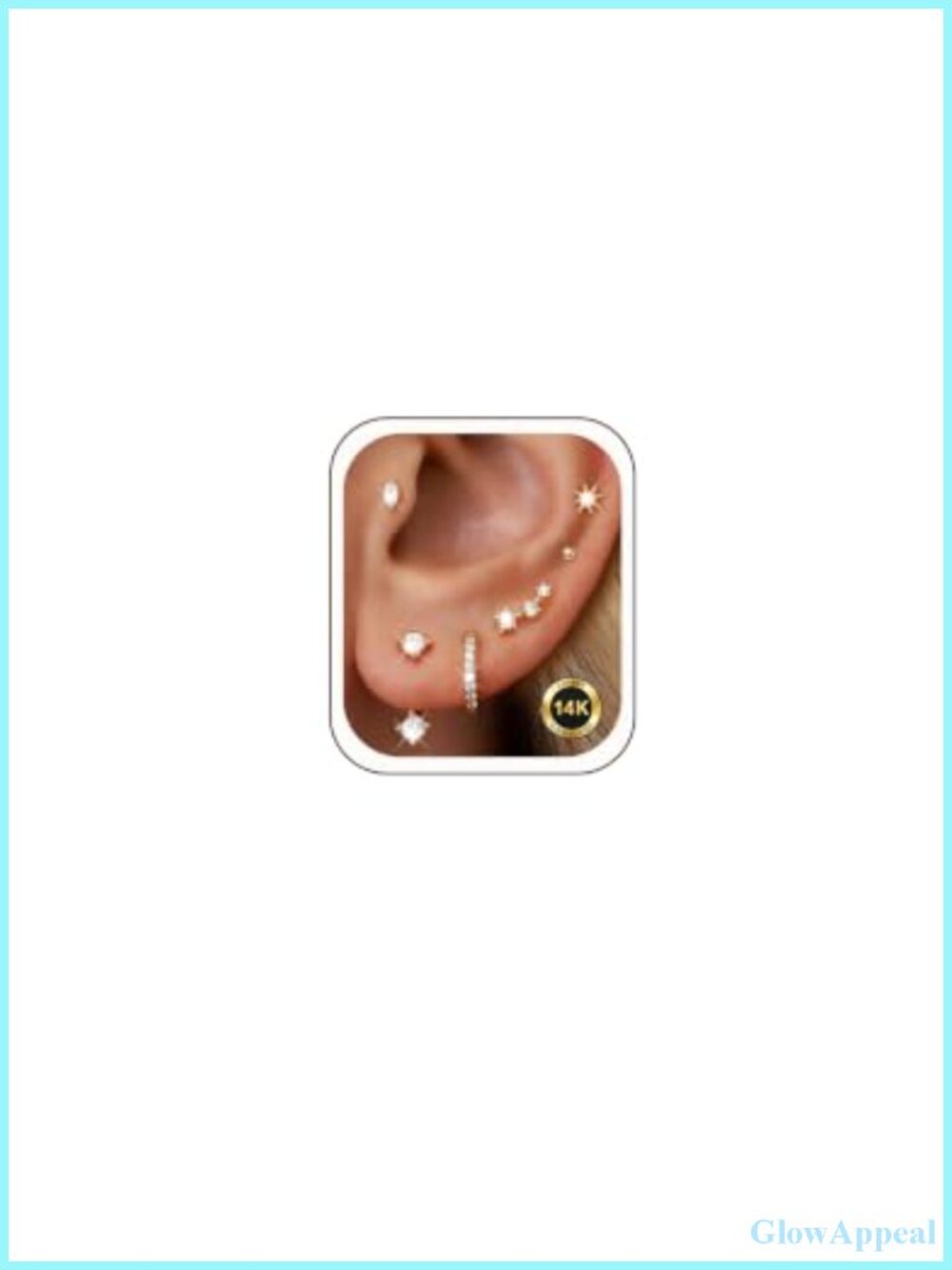 6 Pair 14K Gold Plated Stud Earring Set for Women CZ Cartilage Stack